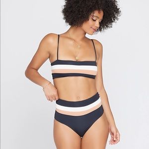 NWT L*SPACE Portia Stripe Bikini Bottom Sz L
